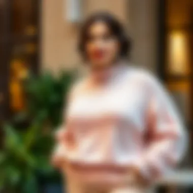 Elegant plus size light sweater in a soft pastel hue