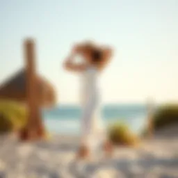 Elegant plus size summer jumpsuit styled for a beach outing