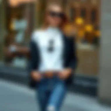 Fashionable outfit featuring raw hem flare jeans paired with contemporary accessories