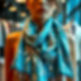 Elegant display of rhinestone scarves showcasing intricate designs