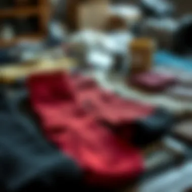 Quality materials used in sock production laid out