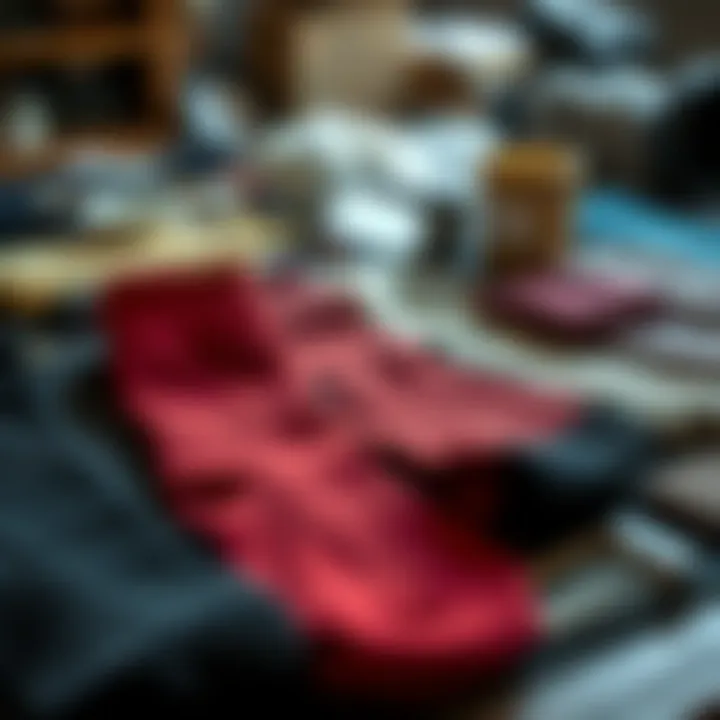 Quality materials used in sock production laid out