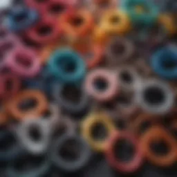 An elegant display of colorful spiral coil hair ties arranged artistically.