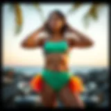 Dynamic sports two piece swimwear design showcasing vibrant colors.