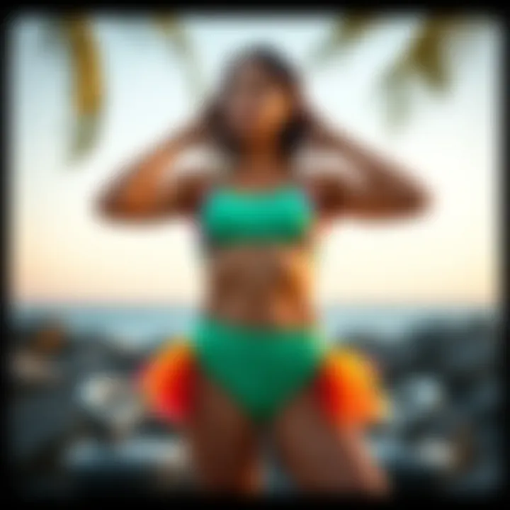 Dynamic sports two piece swimwear design showcasing vibrant colors.