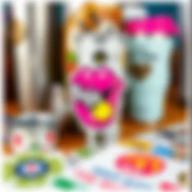 Close-up of materials used for tumbler stickers
