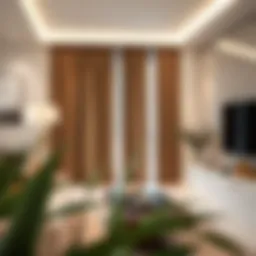 Elegant drapery showcasing a 144-inch rod in a stylish living room