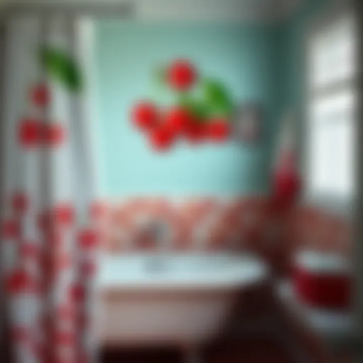 Bright cherry themed bathroom decor