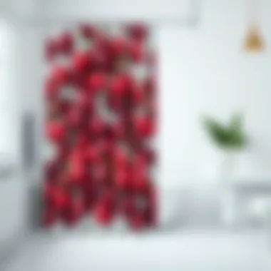 Chic cherry shower curtain in a modern bathroom setting