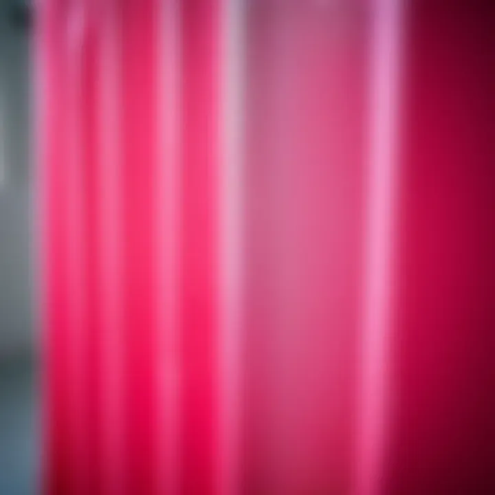 Close-up of cherry shower curtain fabric texture