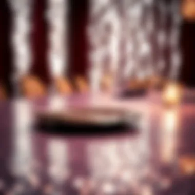 Close-up of shimmering sequins on a disco ball tablecloth