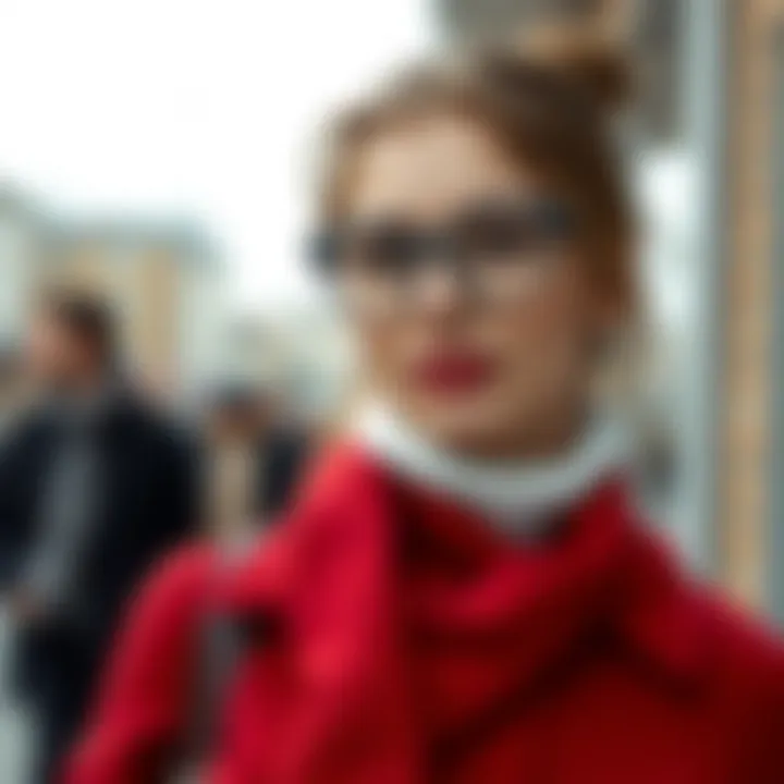 Trendy outfit paired with polka dot cat eye glasses