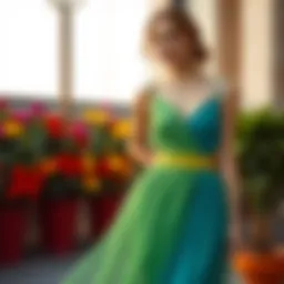 Elegant short dress showcasing vibrant colors