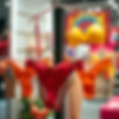 Vibrant Thong Bikinis in Boutique Display Vibrant thong bikinis displayed in a boutique