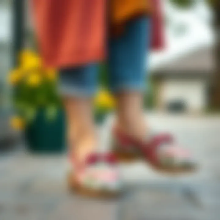 Floral loafers styled with casual outfit