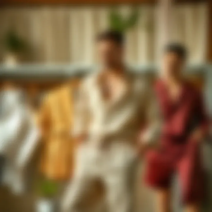 Variety of silk short sets arranged aesthetically