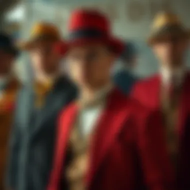 Collection of 1920s suits in vibrant colors and patterns