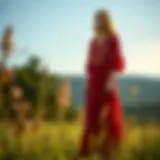 Bohemian A-Line Dress in Nature A stunning bohemian A-line dress displayed in a natural setting