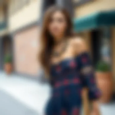 A styled outfit featuring a bohemian A-line dress accessorized beautifully