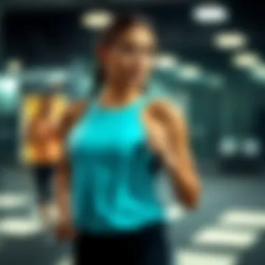 Stylish drop armhole sports tank top in action during workout