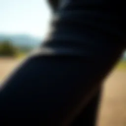 Close-up view of stretch riding pants showcasing fabric technology