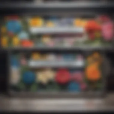 A selection of customizable floral license plate frames displayed in an automotive store