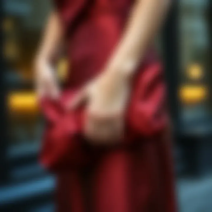 Silk clutch purse paired with elegant evening attire