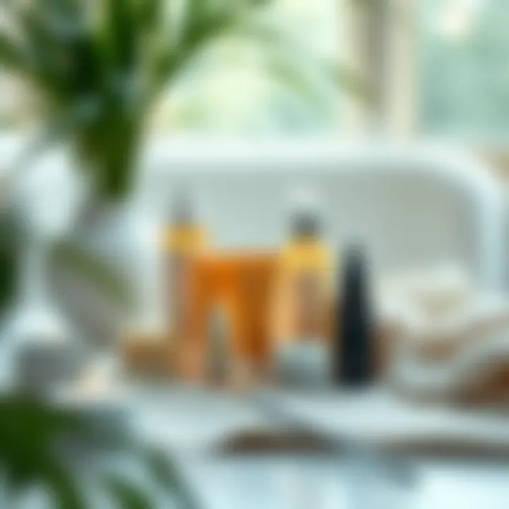 A serene setting featuring eco-friendly packaging of beauty products