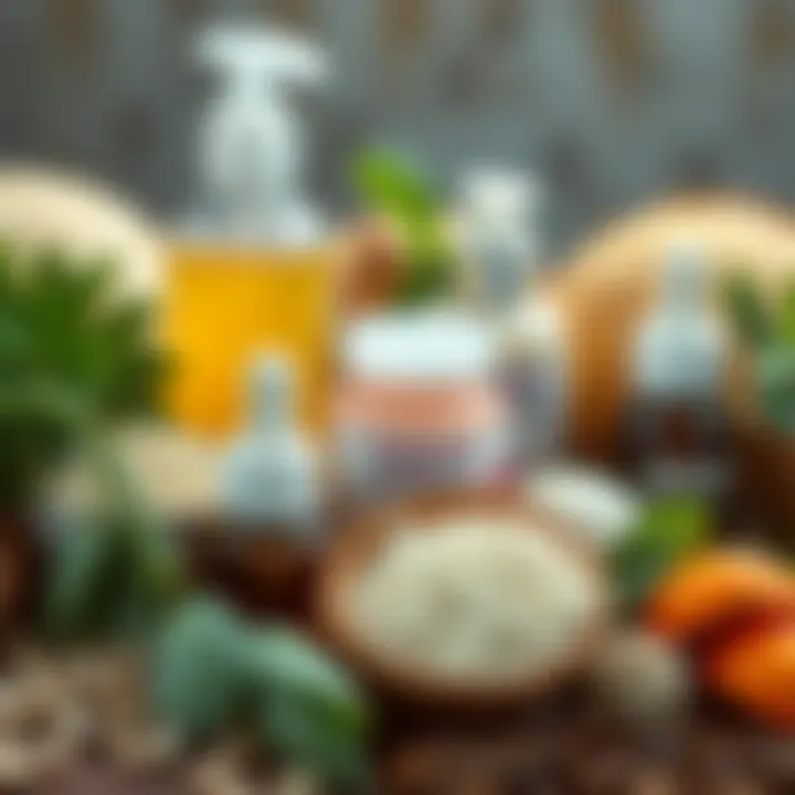 A close-up of organic cosmetic ingredients arranged artistically