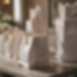 Elegant wedding giveaway bags displayed on a beautifully set table