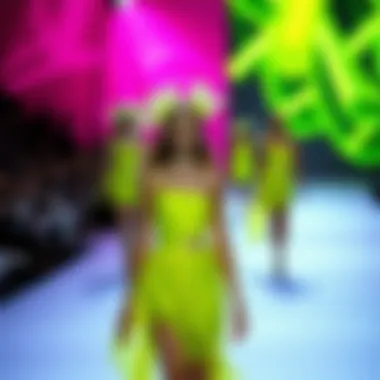 Fluorescent Green on the Runway Fashion runway featuring models in fluorescent green attire