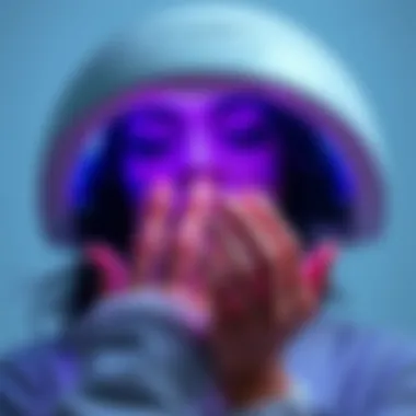 User demonstrating the UV nail lamp with polished nails