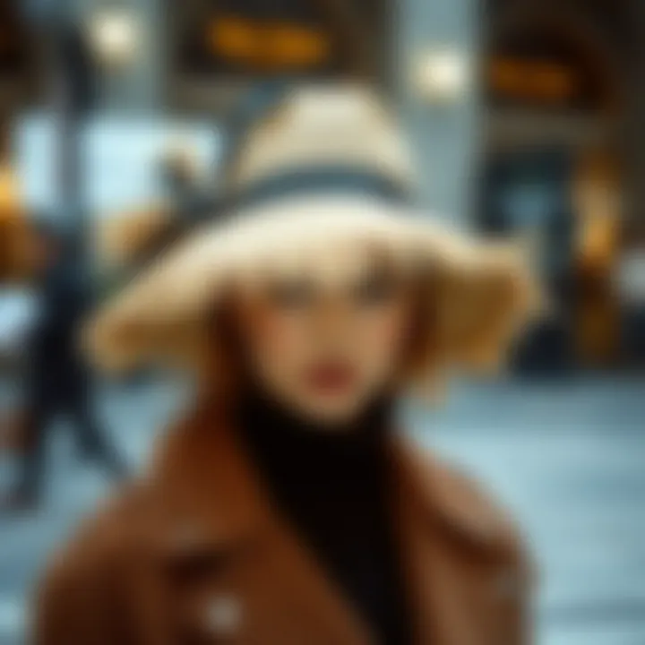 Contemporary Chic: Grass Hat in Fashion Modern fashion ensemble incorporating a stylish grass hat
