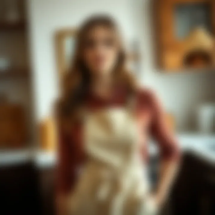 Stylish woman wearing an apron as a fashion statement