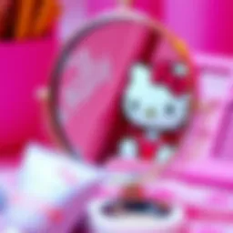 Hello Kitty makeup mirror reflecting vibrant colors and cute design
