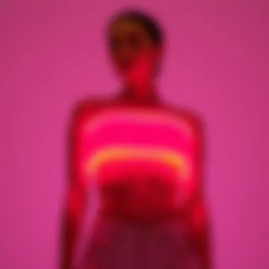 A vibrant neon tube top showcased against a minimalist backdrop, highlighting its bold color.