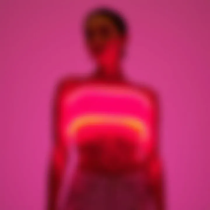 A vibrant neon tube top showcased against a minimalist backdrop, highlighting its bold color.