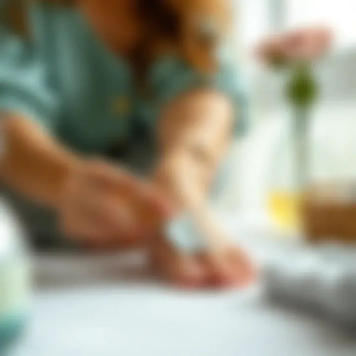 Home Use of Pedicure Scraper Tool Illustration of a person using a pedicure scraper tool at home