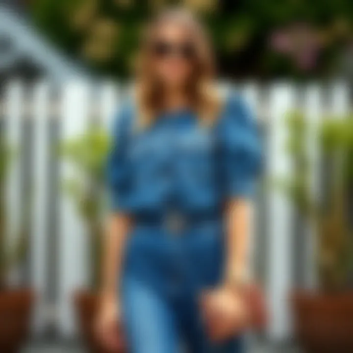 Accessorizing the Puff Sleeve Denim Jumpsuit for Every Season Accessorized puff sleeve denim jumpsuit with seasonal trends