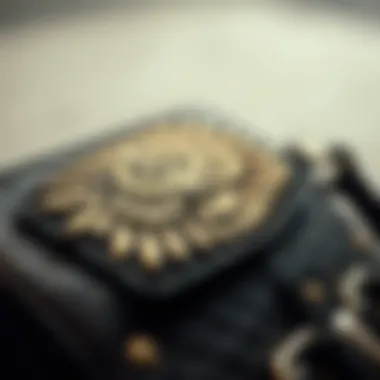 Close-up of the intricate design on a punk crossbody bag