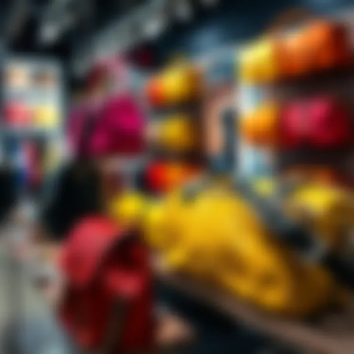 Colorful punk crossbody bags displayed in a trendy boutique