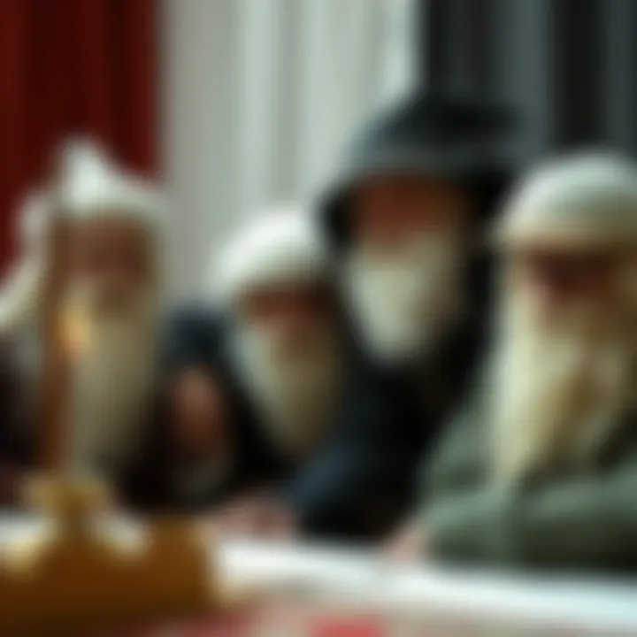 A creative setup featuring fake white beards in costume design scenarios