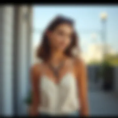 Styling Options for Scalloped Cami Model styling a scalloped cami top with layered accessories