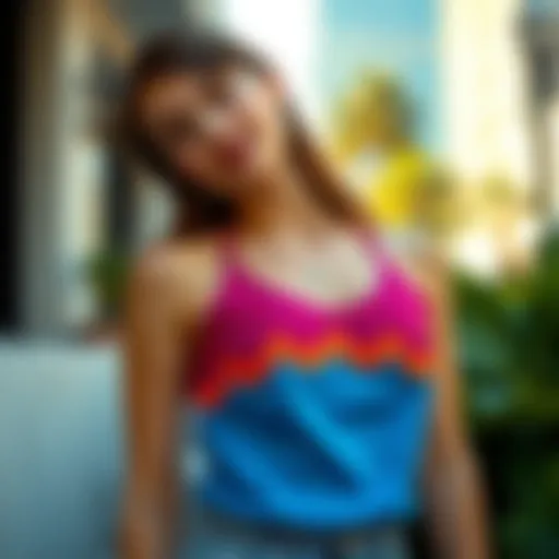 Stylish scalloped cami top in vibrant colors