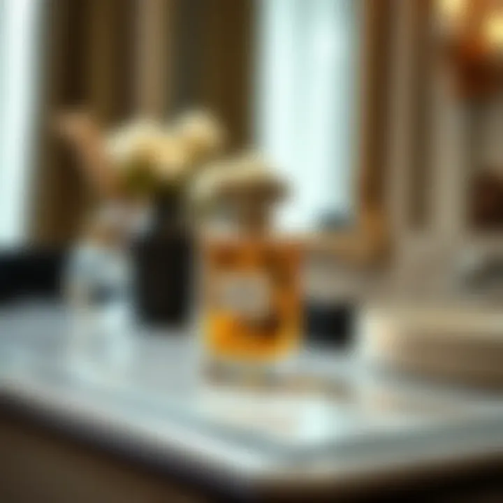 Elegant portable perfume spray on a vanity table