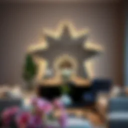 Elegant star shaped mirror displayed in a modern living room