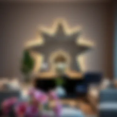 Elegant star shaped mirror displayed in a modern living room