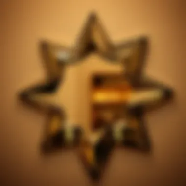 Close-up of the intricate design of a star shaped mirror