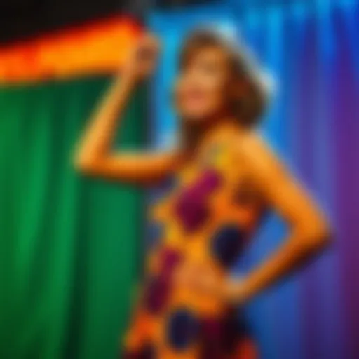 Vibrant Patterns of Disco Fashion A vibrant 60s disco dress in bold patterns