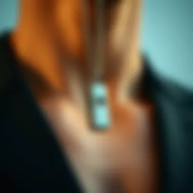 Close-up of an elegant emergency whistle necklace highlighting its craftsmanship and design